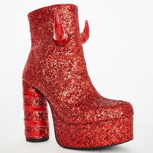Dolls Kill The Devil Wears Glitter Platform Boots 8 Satan's Goth Wifey